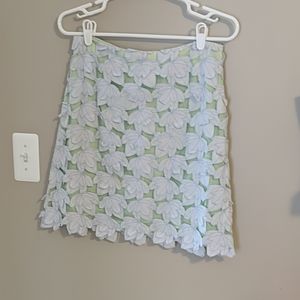 Milly Green and White Flower Cut Out Lace Skirt